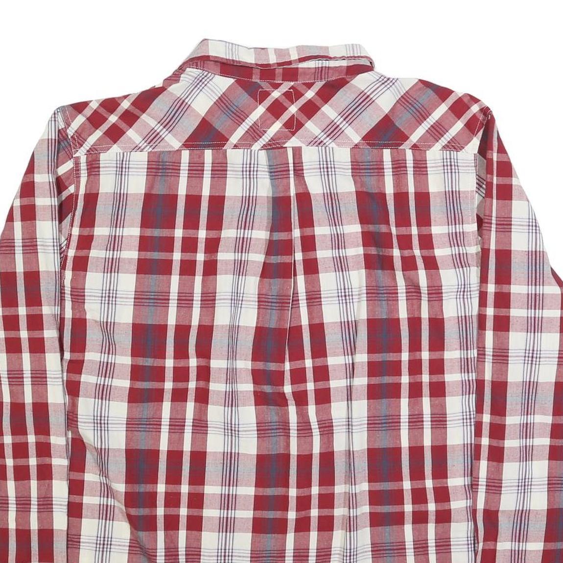 LEVI'S Mens Red & White Checked Shirt 2XL Cotton Blend Long Sleeve Casual