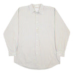 ROCHESTER Mens White & Pastel Stripe Shirt XL Cotton Button Down Slim Fit