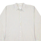 ROCHESTER Mens White & Pastel Stripe Shirt XL Cotton Button Down Slim Fit