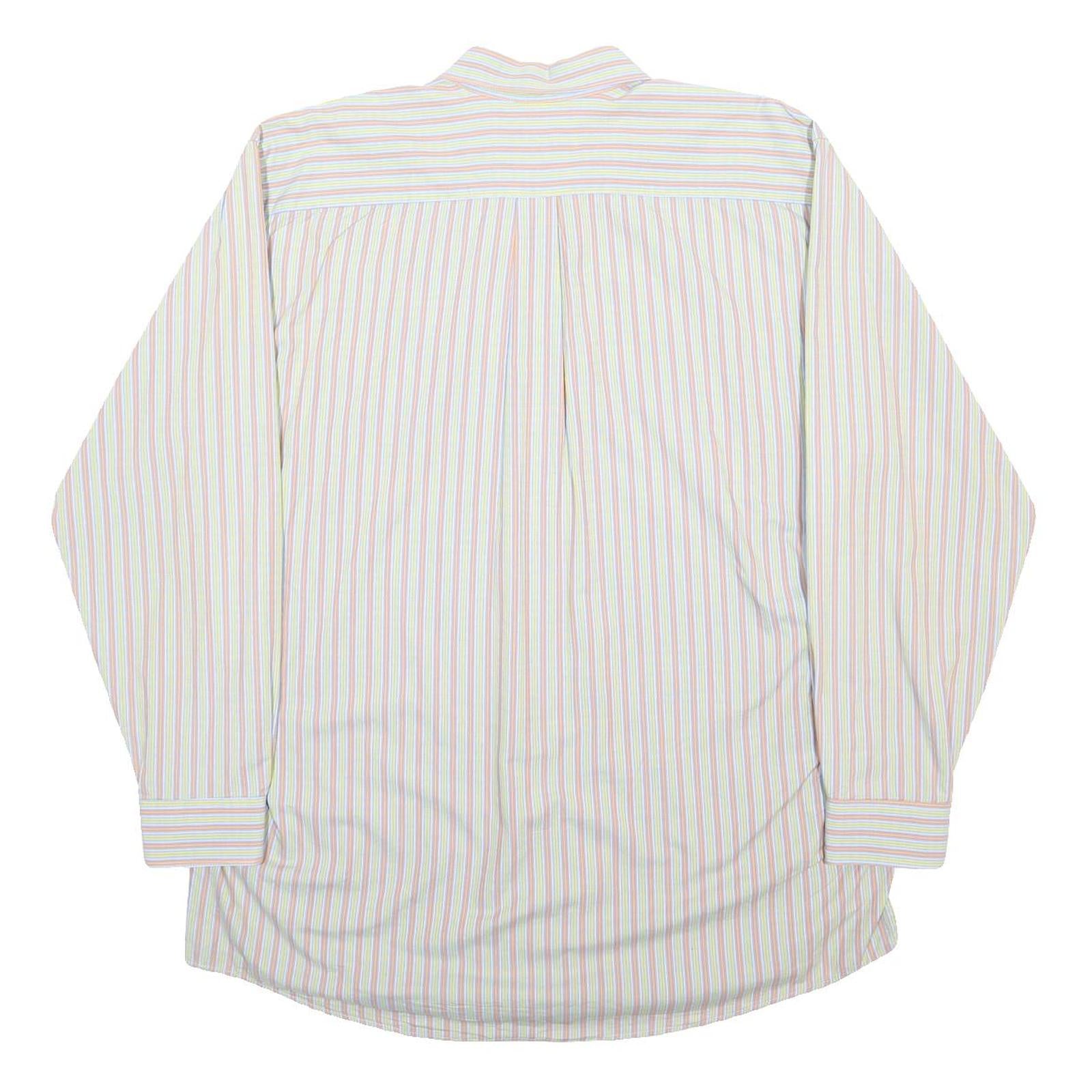 ROCHESTER Mens White & Pastel Stripe Shirt XL Cotton Button Down Slim Fit