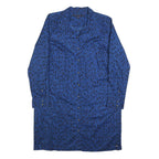 TOMMY HILFIGER Womens Blue & Black Animal Print Shirt Dress Cotton Long Sleeve L