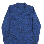 TOMMY HILFIGER Womens Blue & Black Animal Print Shirt Dress Cotton Long Sleeve L
