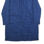 TOMMY HILFIGER Womens Blue & Black Animal Print Shirt Dress Cotton Long Sleeve L