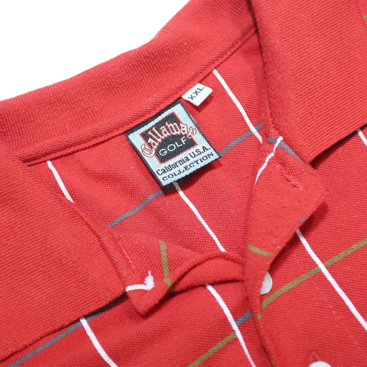 CALLAWAY GOLF Mens Red Check Short Sleeve Polo Shirt 2XL Cotton Golf Wear