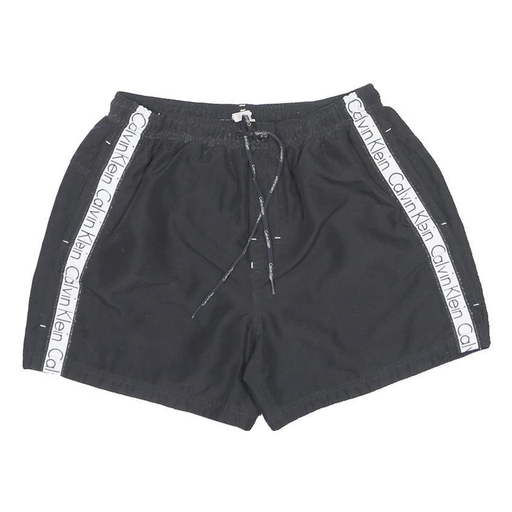 CALVIN KLEIN Mens Shorts Black XL W28 Logo Tape Casual Polyester Drawstring
