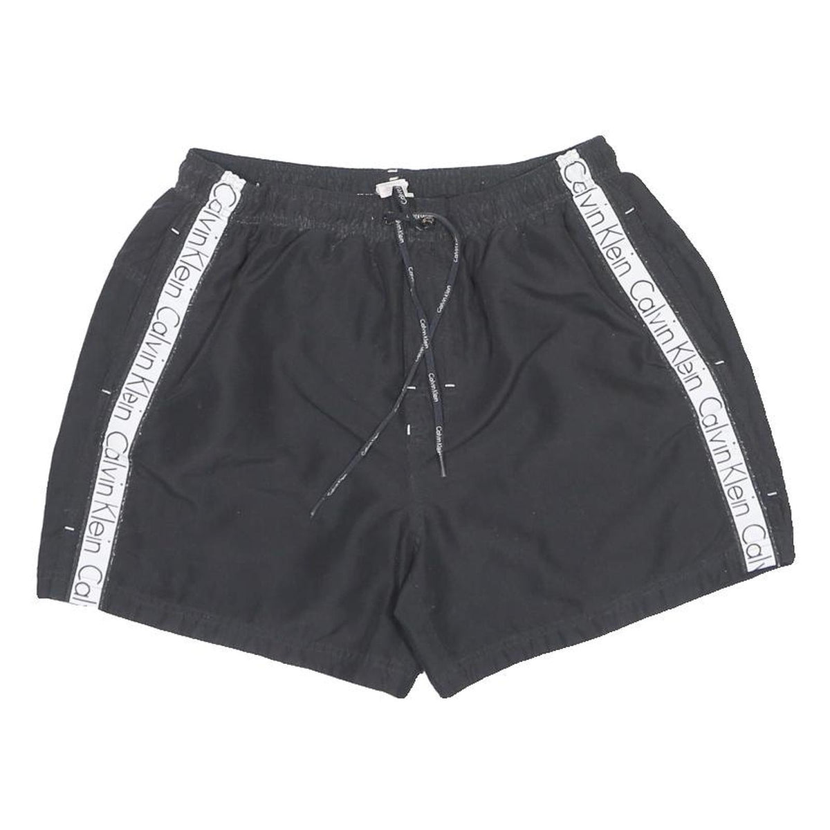 CALVIN KLEIN Mens Shorts Black XL W28 Logo Tape Casual Polyester Drawstring
