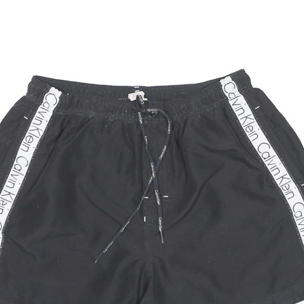 CALVIN KLEIN Mens Shorts Black XL W28 Logo Tape Casual Polyester Drawstring