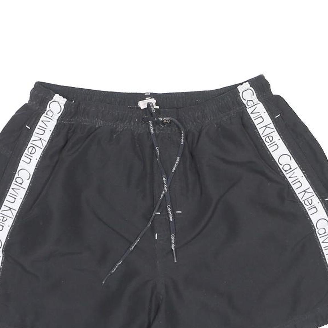 CALVIN KLEIN Mens Shorts Black XL W28 Logo Tape Casual Polyester Drawstring