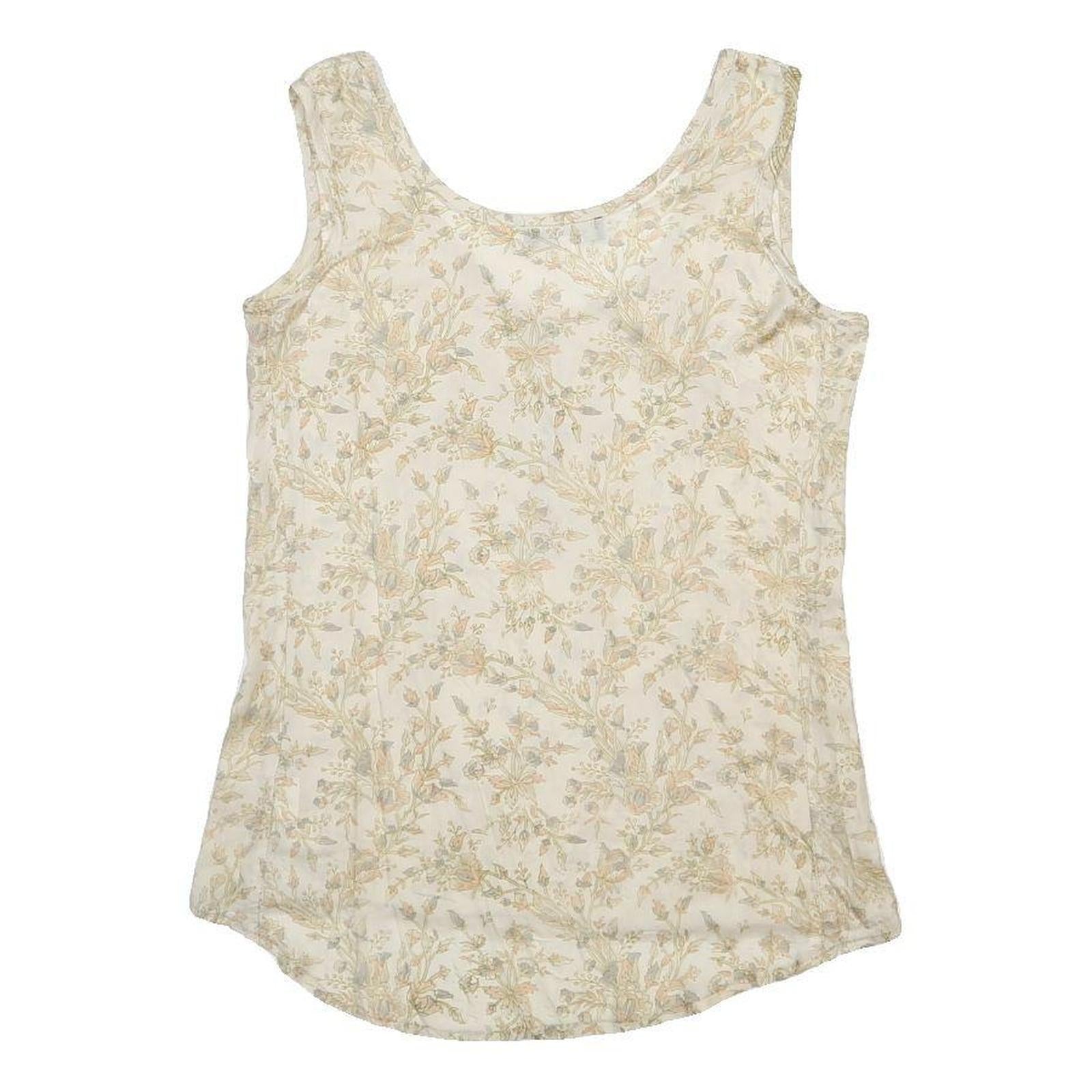 SISSEL EDELBO Womens Cream Floral Printed Sleeveless Scoop Neck Top S Silk Blend