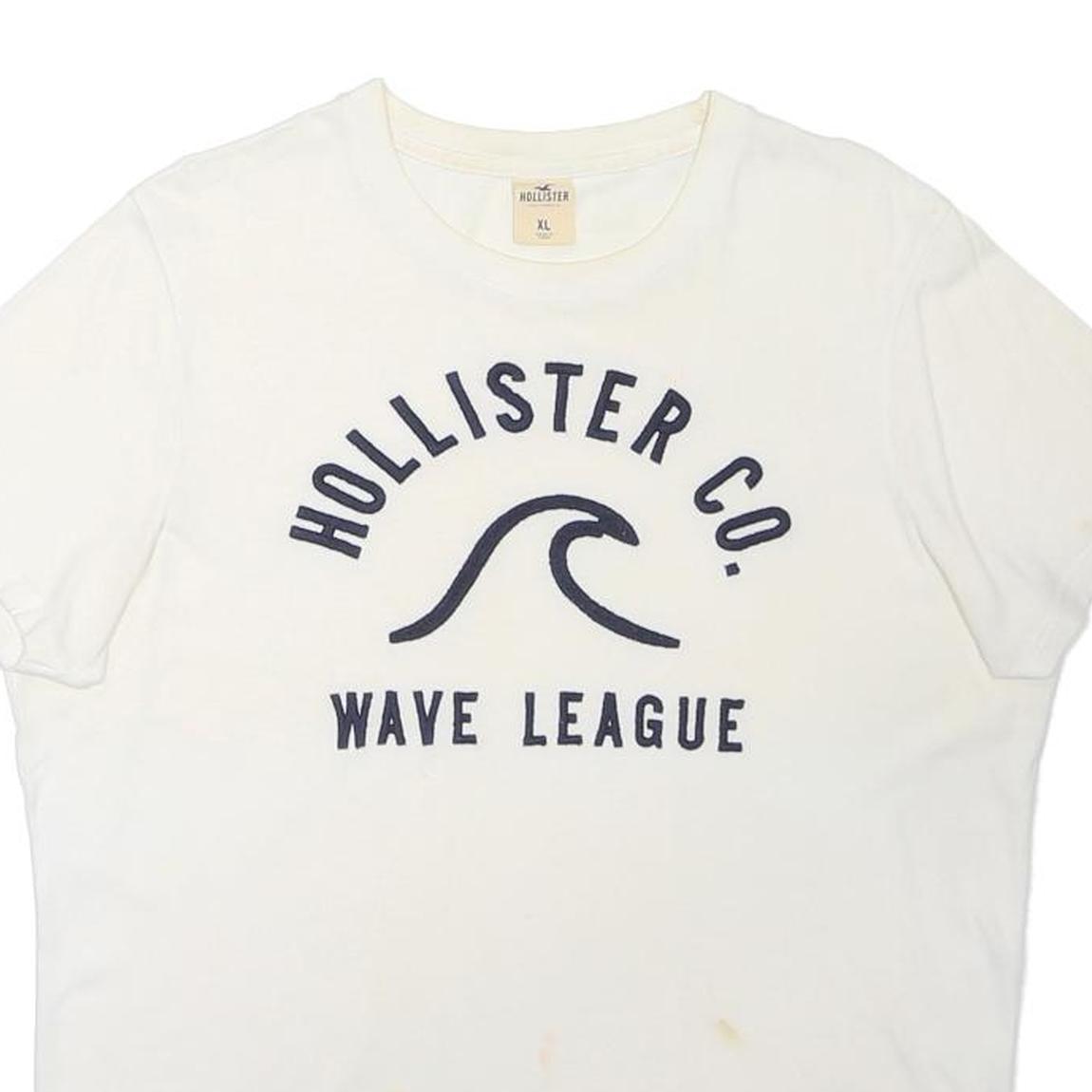 HOLLISTER Mens White Crew Neck Short Sleeve Wave League Graphic XL Casual