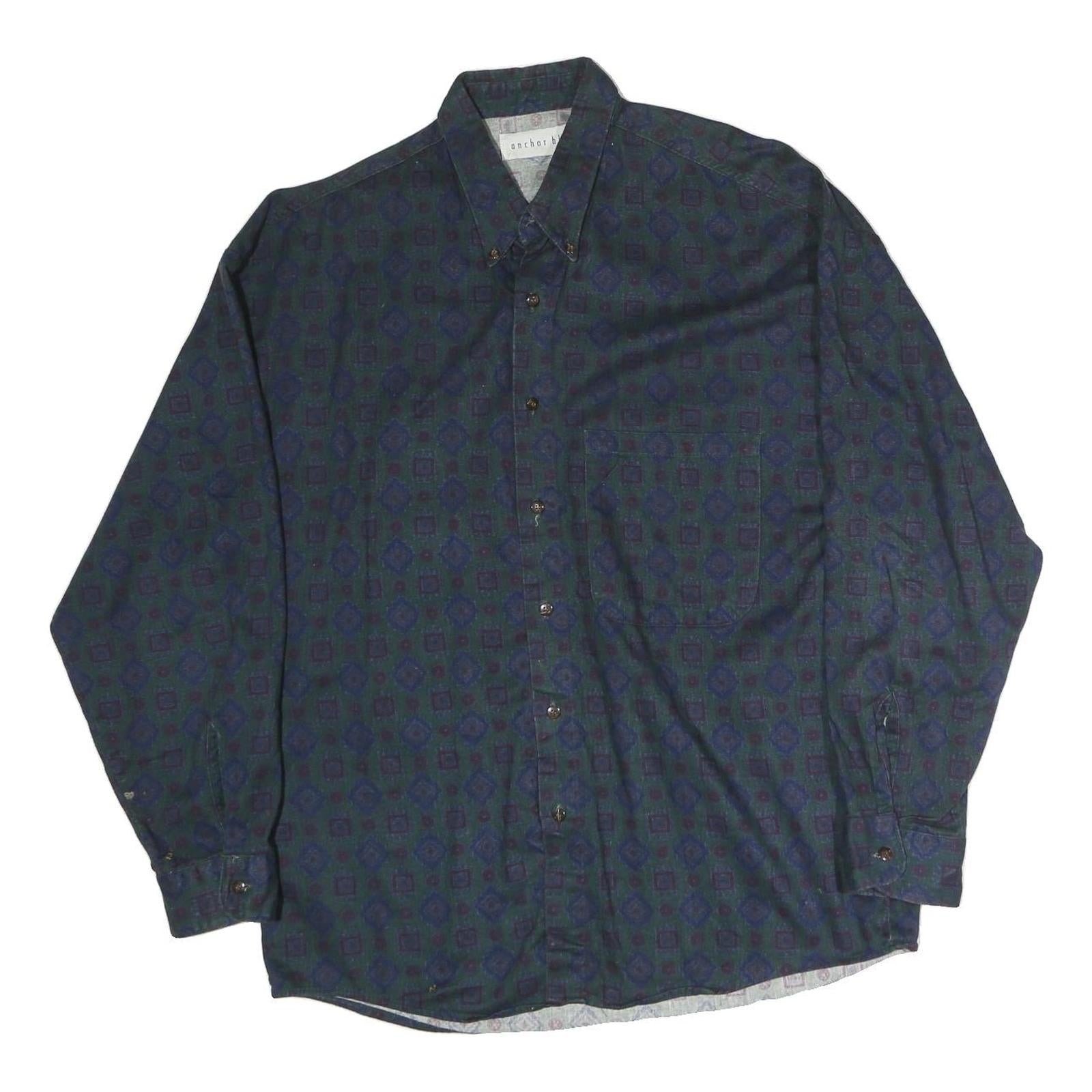 ANCHORBLUE Mens Blue Pattern Shirt M Cotton Long Sleeve Button Casual