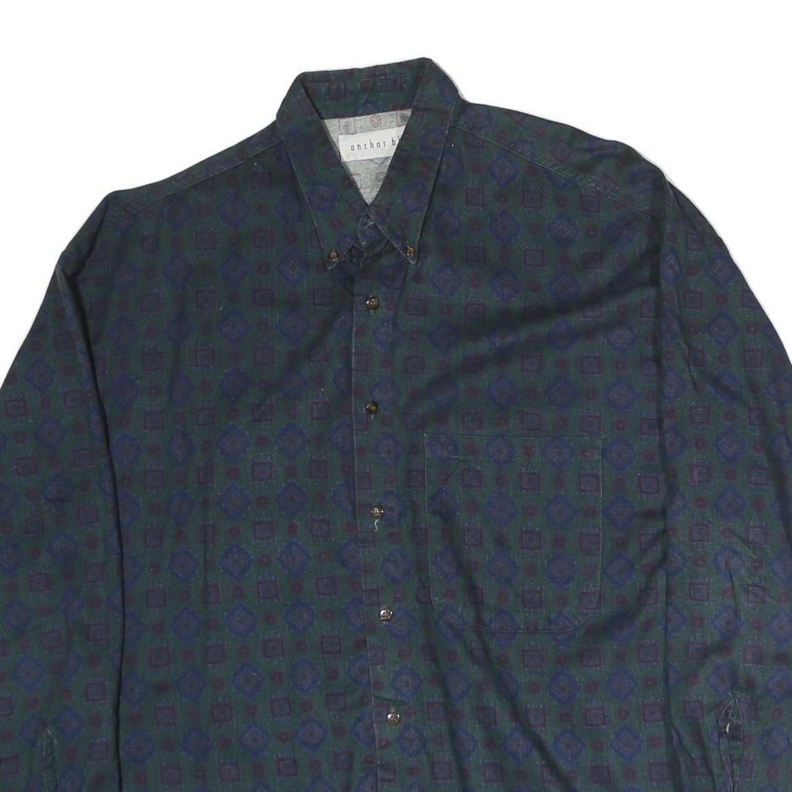 ANCHORBLUE Mens Blue Pattern Shirt M Cotton Long Sleeve Button Casual