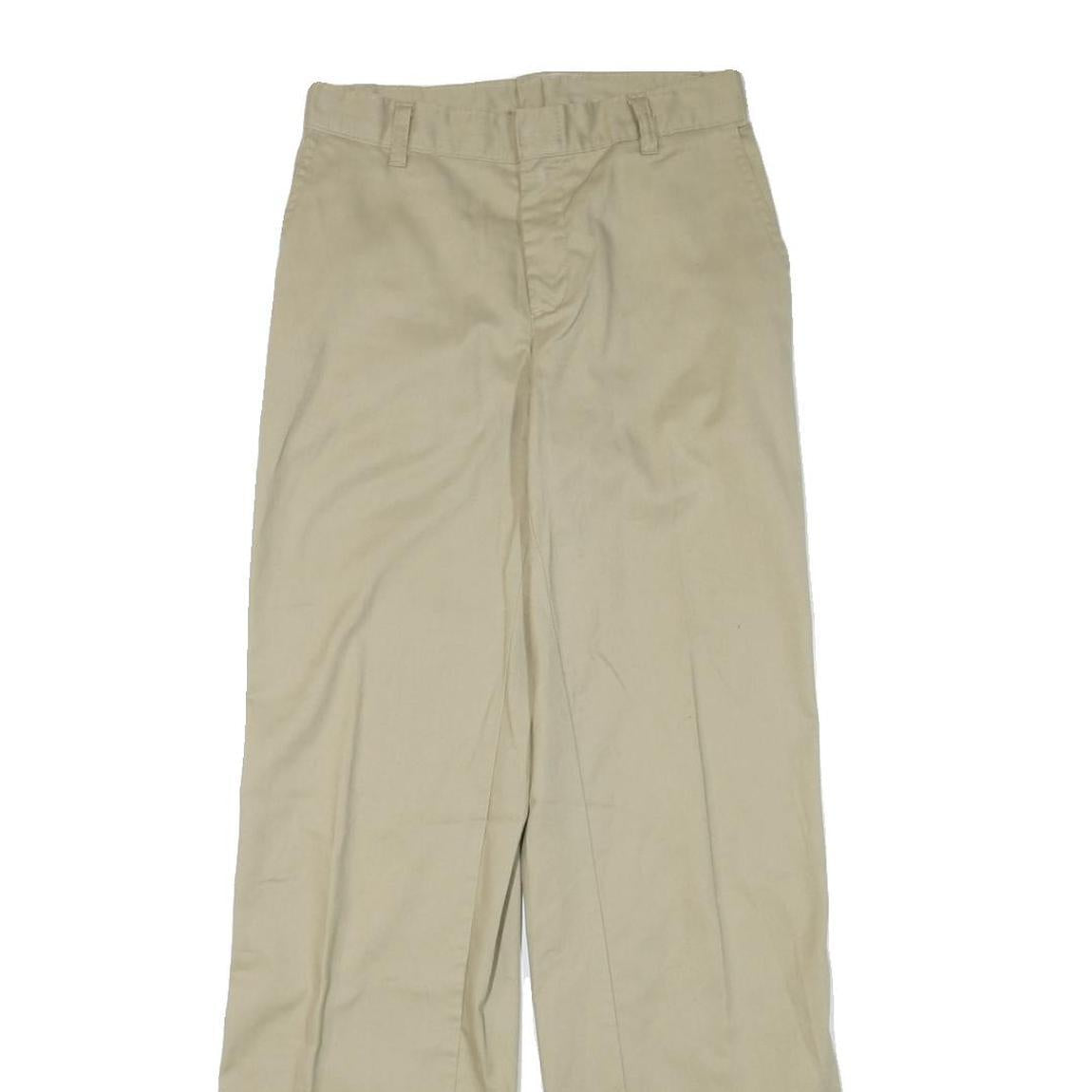 DICKIES Womens Relaxed Beige Cotton Blend Trousers W26 L31 Zip Closure