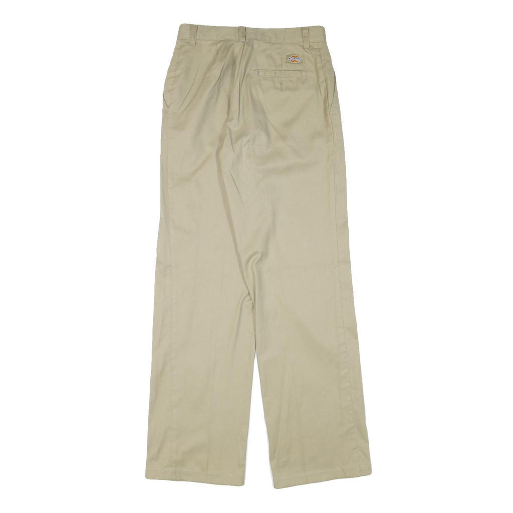 DICKIES Womens Relaxed Beige Cotton Blend Trousers W26 L31 Zip Closure