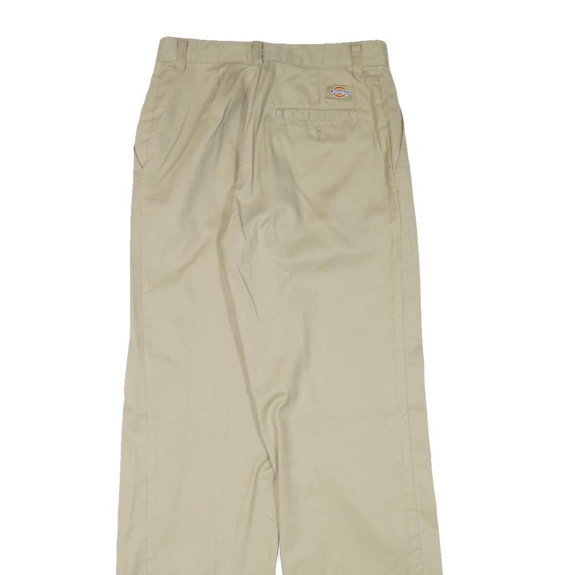 DICKIES Womens Relaxed Beige Cotton Blend Trousers W26 L31 Zip Closure