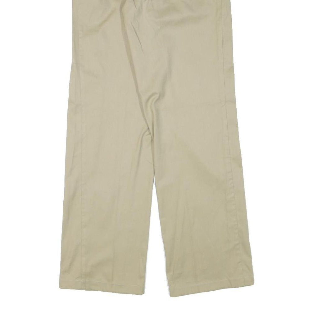 DICKIES Womens Relaxed Beige Cotton Blend Trousers W26 L31 Zip Closure