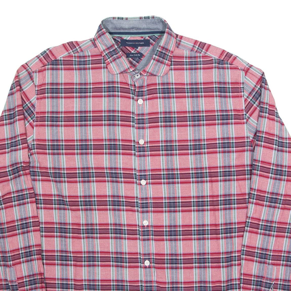 TOMMY HILFIGER New York Fit Mens Shirt Red Check Long Sleeve M