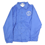 BIRDIE Mens Blue Polyester Blend Button Jacket M Lightweight Retro Logo Print