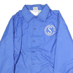 BIRDIE Mens Blue Polyester Blend Button Jacket M Lightweight Retro Logo Print