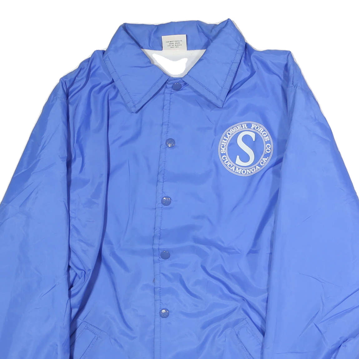BIRDIE Mens Blue Polyester Blend Button Jacket M Lightweight Retro Logo Print