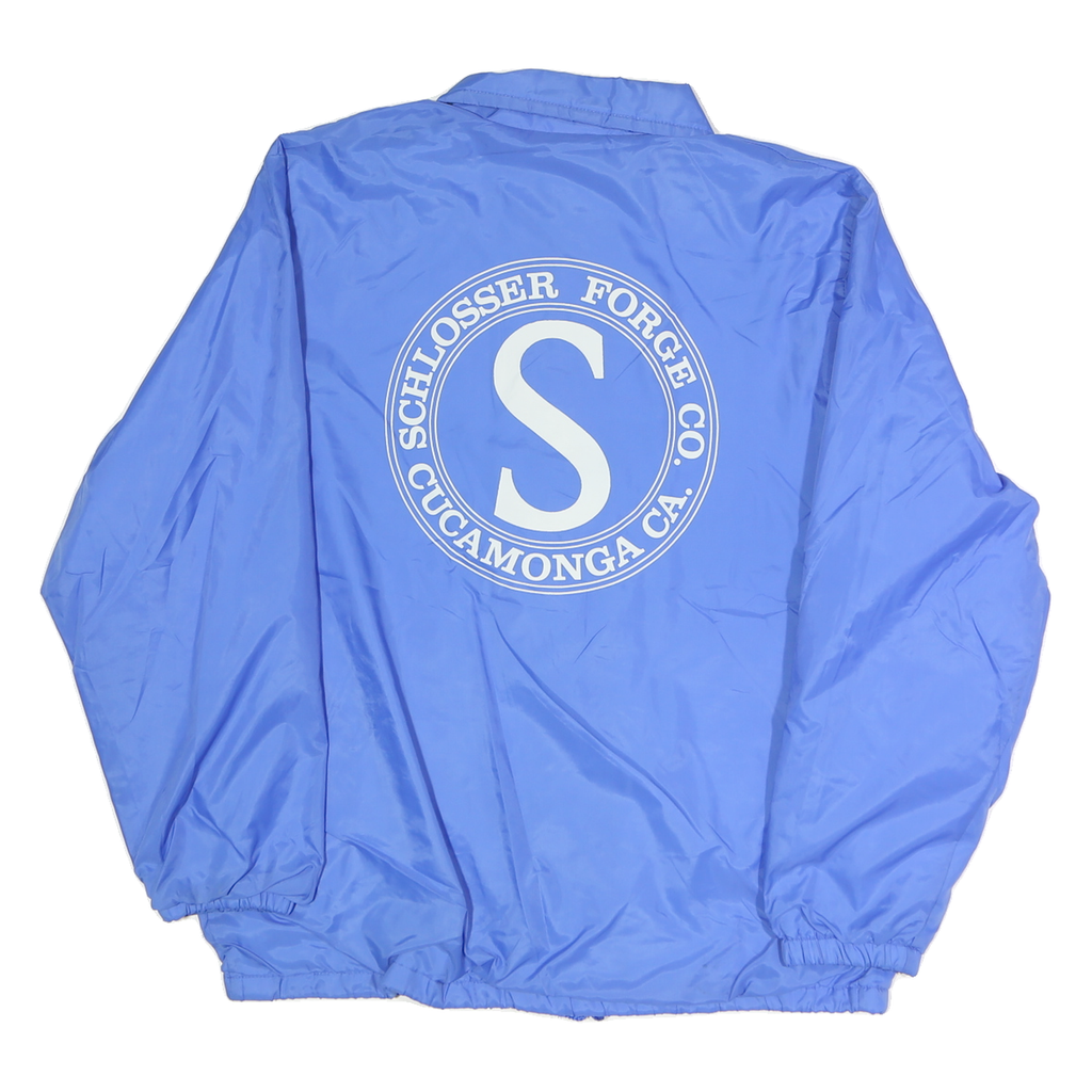 BIRDIE Mens Blue Polyester Blend Button Jacket M Lightweight Retro Logo Print
