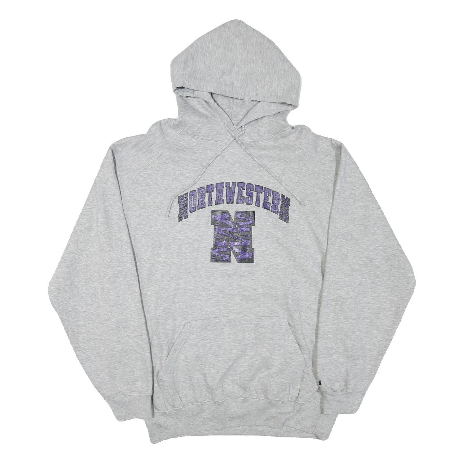 BADGER Mens Grey Northwestern Pullover Hoodie L Cotton Blend Casual