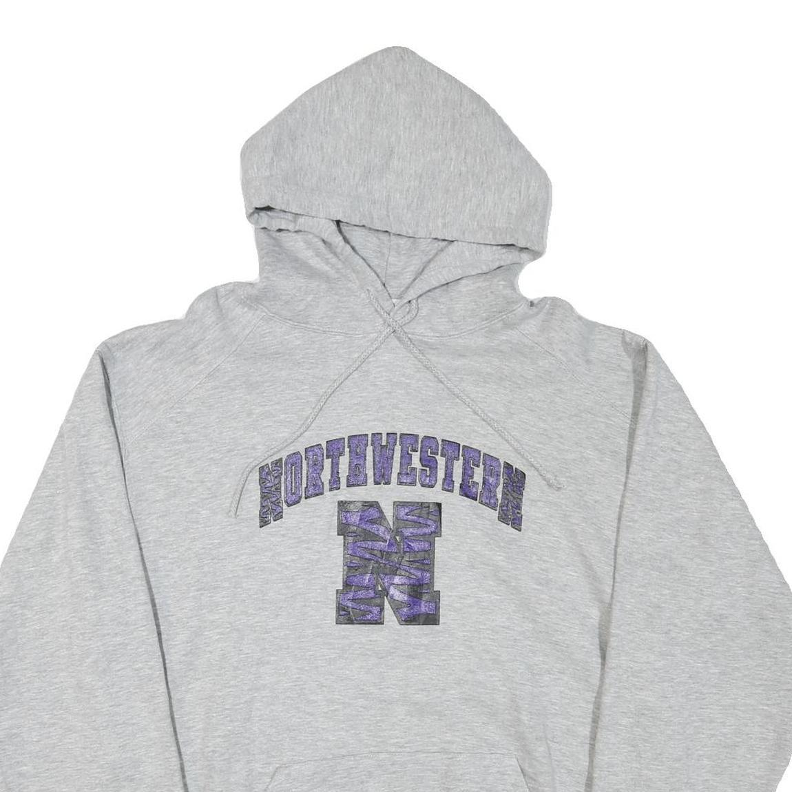 BADGER Mens Grey Northwestern Pullover Hoodie L Cotton Blend Casual