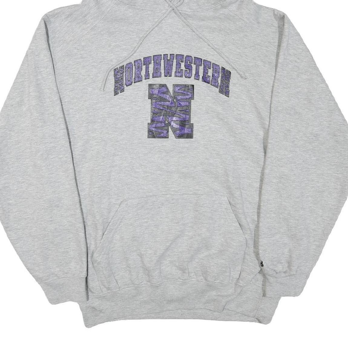 BADGER Mens Grey Northwestern Pullover Hoodie L Cotton Blend Casual