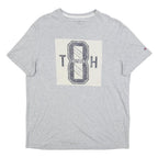 TOMMY HILFIGER Womens Grey Graphic T-Shirt S Short Sleeve Crew Neck Cotton Blend