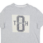 TOMMY HILFIGER Womens Grey Graphic T-Shirt S Short Sleeve Crew Neck Cotton Blend
