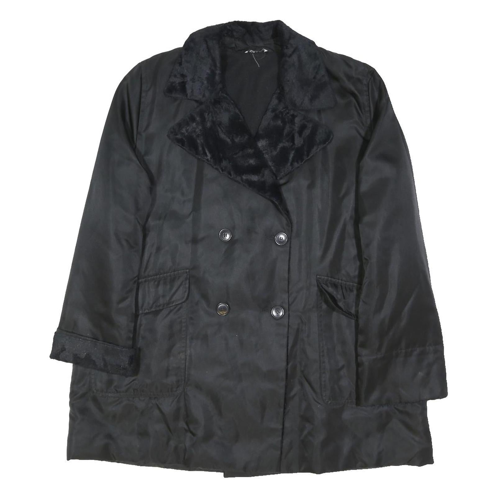 MARINA PINALDI Womens Black Button Jacket L Polyester Blend Classic Outerwear
