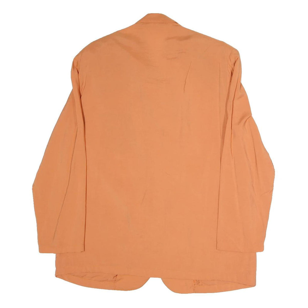 Womens Orange Plain Blazer Jacket L Polyester Blend Button Casual Tailored