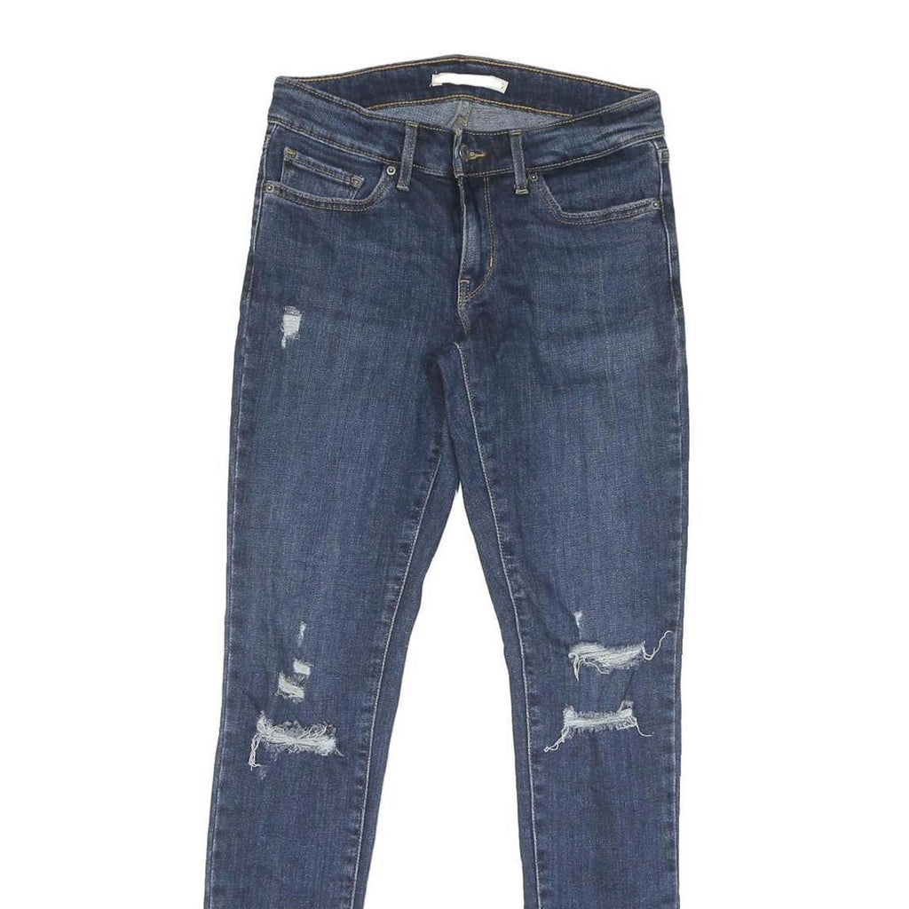 LEVI'S Womens Slim Blue Denim Jeans W26 L31 Distressed Cotton Blend Zip