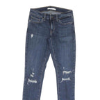 LEVI'S Womens Slim Blue Denim Jeans W26 L31 Distressed Cotton Blend Zip