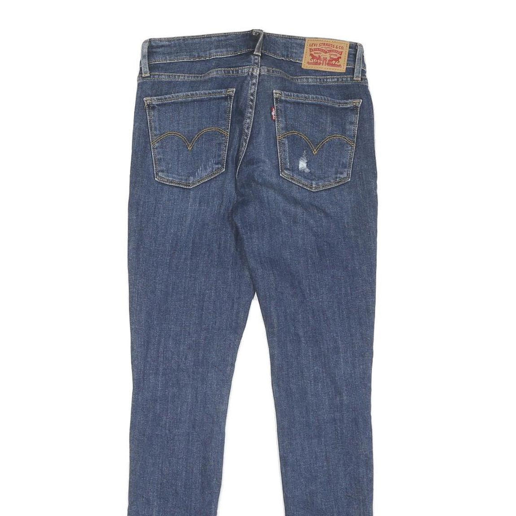 LEVI'S Womens Slim Blue Denim Jeans W26 L31 Distressed Cotton Blend Zip