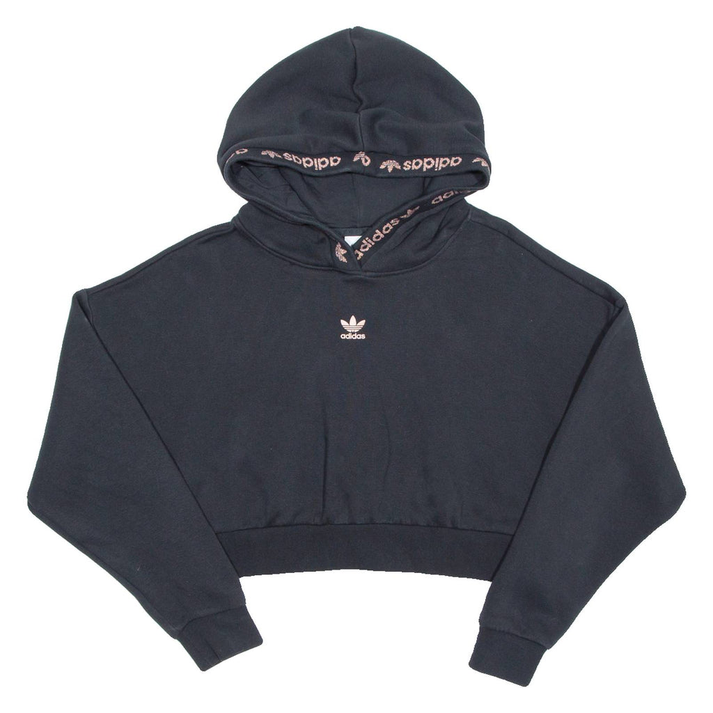 ADIDAS Cropped Womens Black Hoodie UK 8