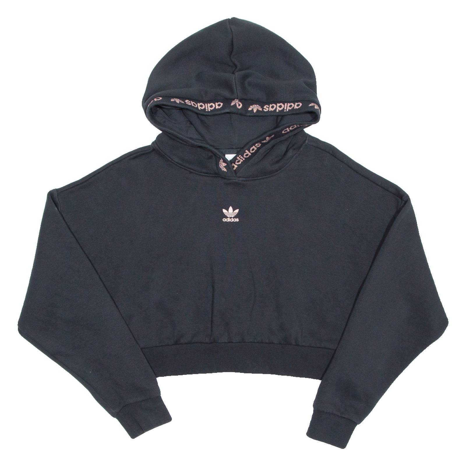 ADIDAS Cropped Womens Black Hoodie UK 8