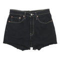 LEVI'S Womens Black Denim Casual Shorts S W26 High Waist Frayed Hem