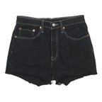 LEVI'S Womens Black Denim Casual Shorts S W26 High Waist Frayed Hem