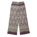 Womens Cotton Blend Beige & Purple Relaxed Wide-Leg Trousers W27 L26 Patterned