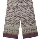 Womens Cotton Blend Beige & Purple Relaxed Wide-Leg Trousers W27 L26 Patterned