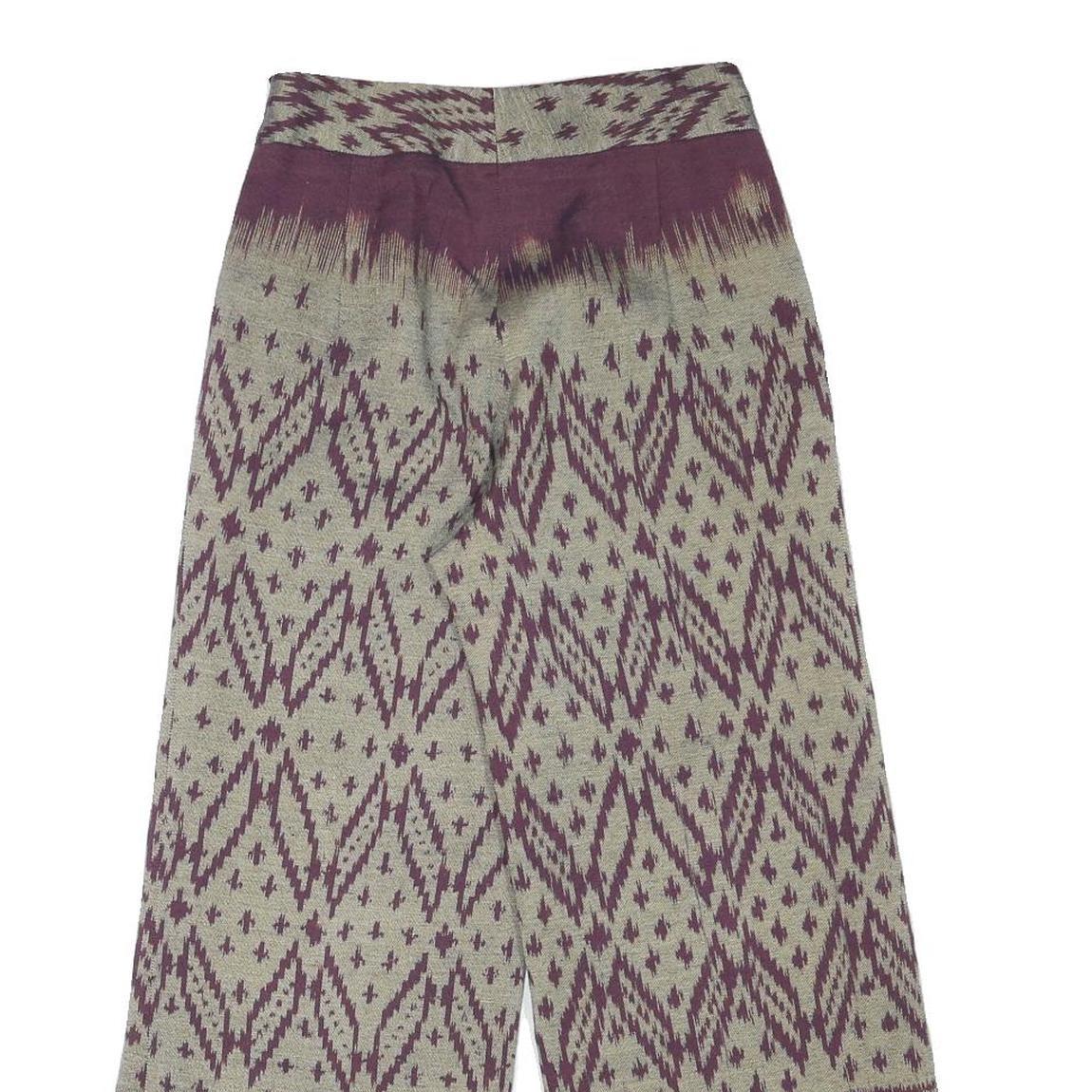 Womens Cotton Blend Beige & Purple Relaxed Wide-Leg Trousers W27 L26 Patterned