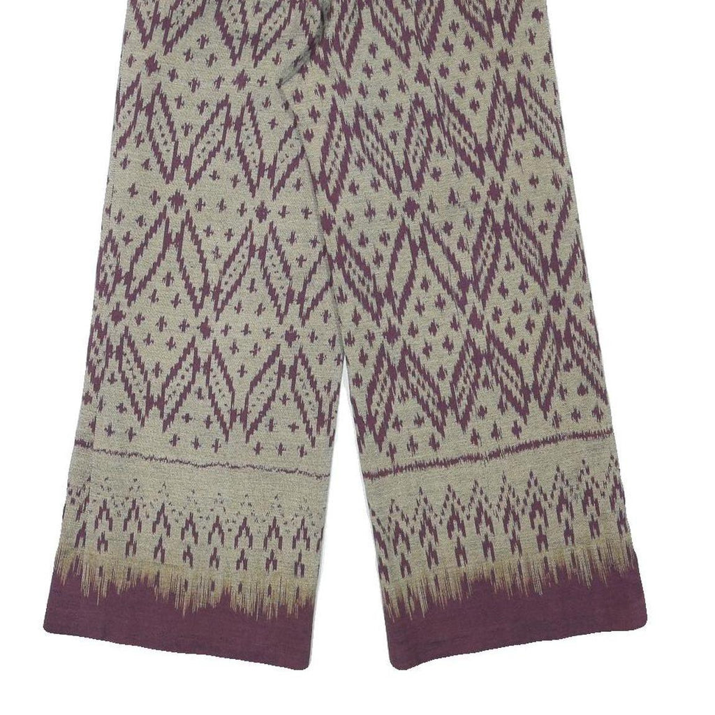 Womens Cotton Blend Beige & Purple Relaxed Wide-Leg Trousers W27 L26 Patterned