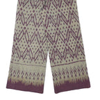 Womens Cotton Blend Beige & Purple Relaxed Wide-Leg Trousers W27 L26 Patterned