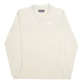 KAPPA Mens Cream Long Sleeve Plain Polo Shirt L Cotton Casual Sportswear