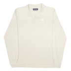 KAPPA Mens Cream Long Sleeve Plain Polo Shirt L Cotton Casual Sportswear