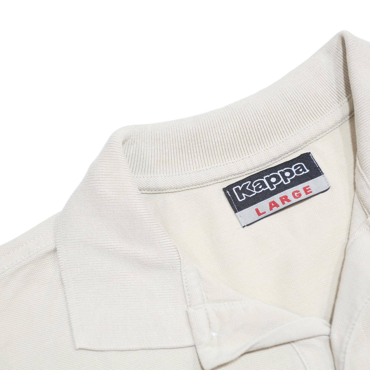 KAPPA Mens Cream Long Sleeve Plain Polo Shirt L Cotton Casual Sportswear
