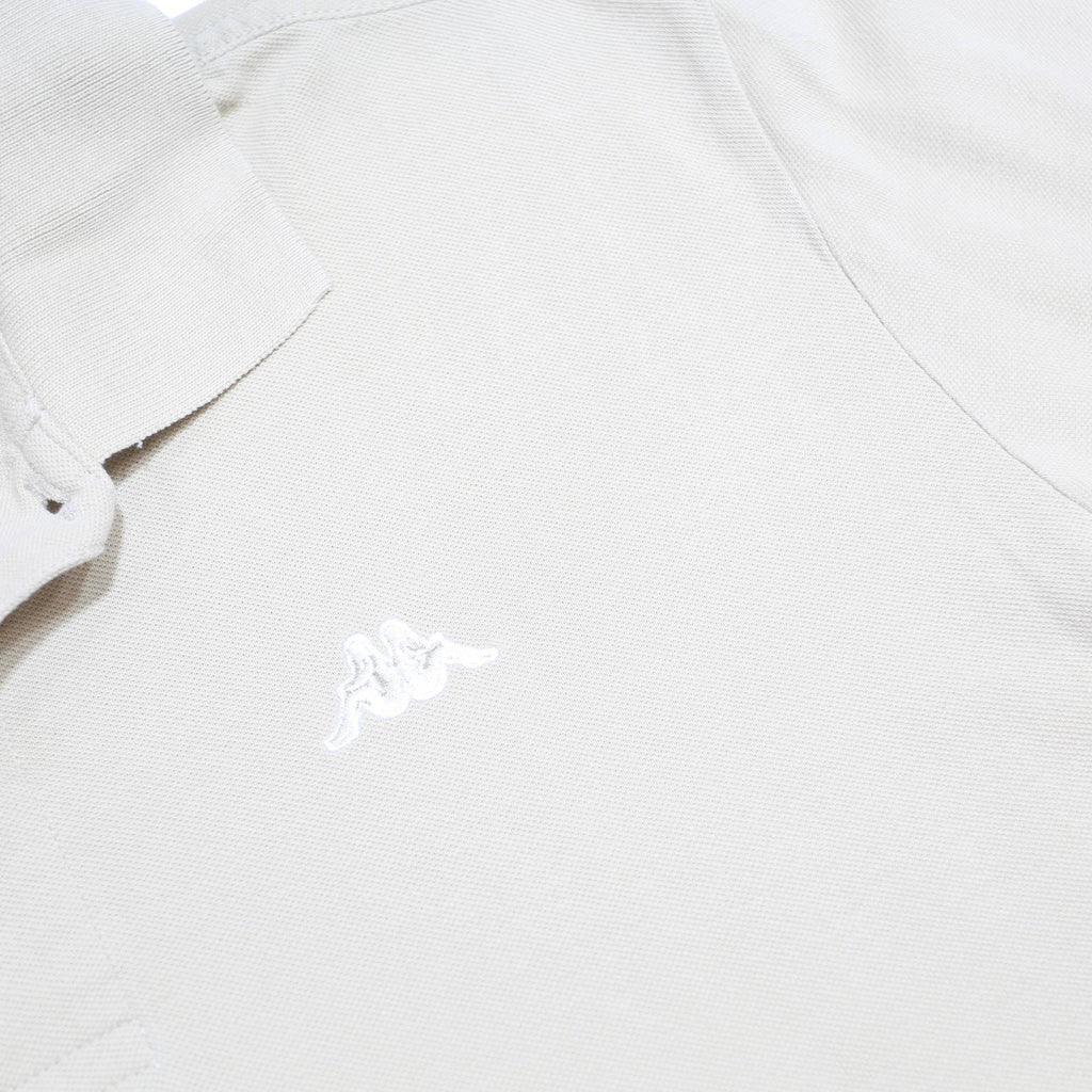 KAPPA Mens Cream Long Sleeve Plain Polo Shirt L Cotton Casual Sportswear