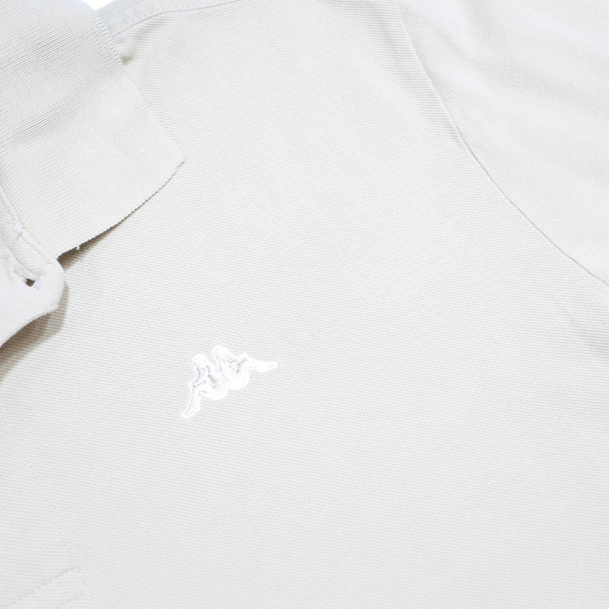 KAPPA Mens Cream Long Sleeve Plain Polo Shirt L Cotton Casual Sportswear