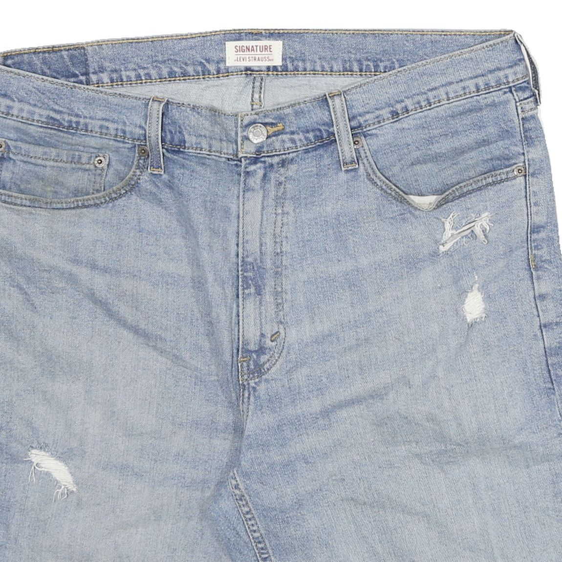 LEVI'S Mens Denim Blue Casual Cotton Blend Shorts 2XL W36 Light Wash Distressed